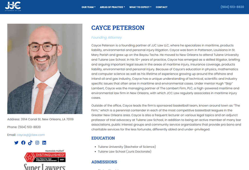 Attorney Cayce Peterson Bio Page