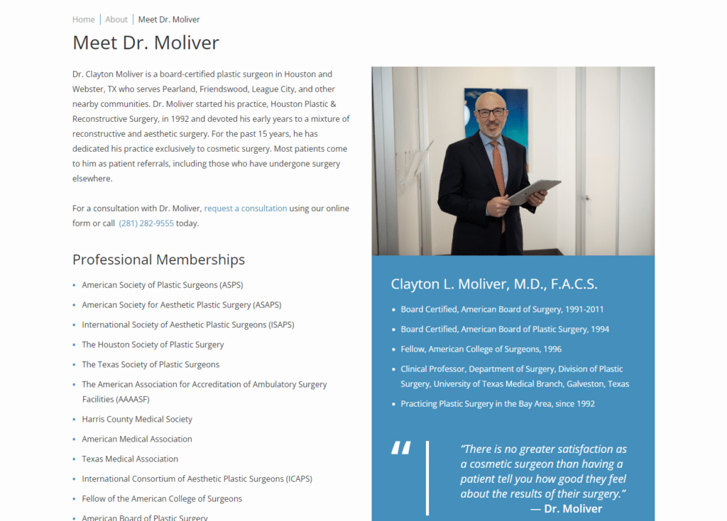 Doctor Clayton Moliver Bio Page