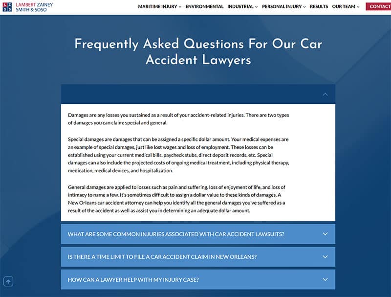 Law Firm theme FAQ Example