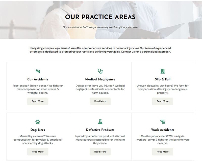 Law Firm Practice Areas Page