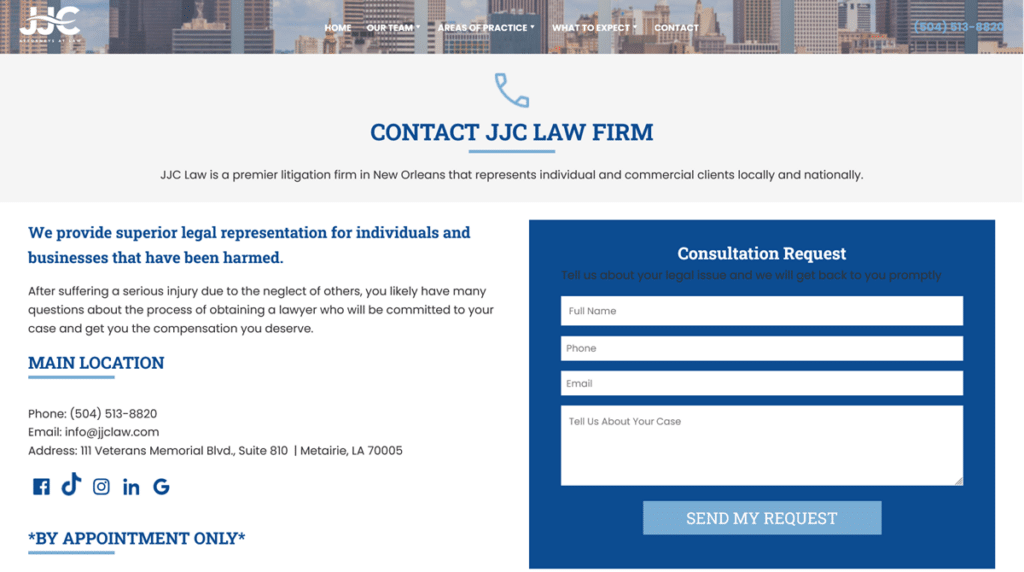 Contact Us Page for Law Firm Website