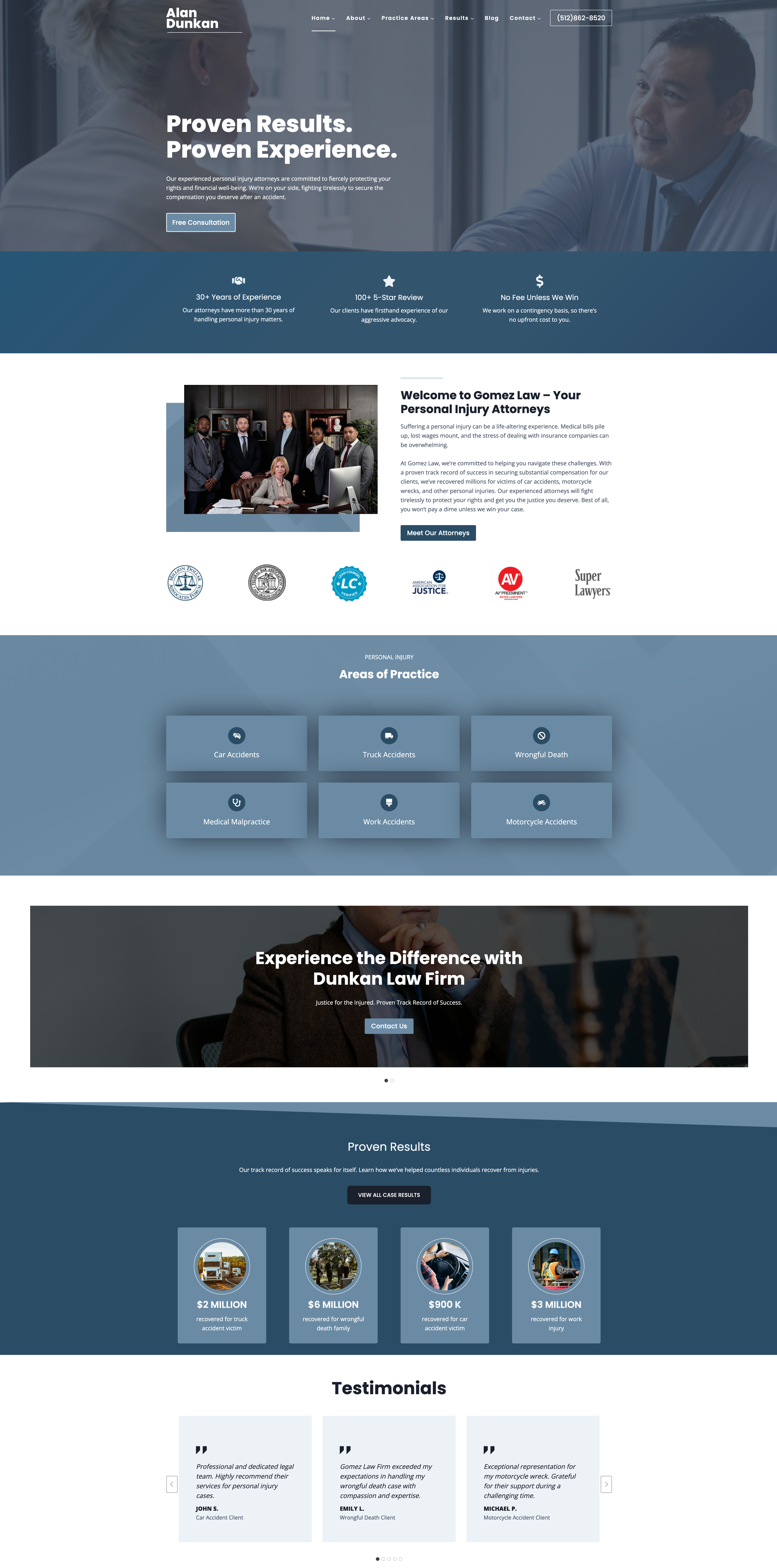 screenshot of personal injury attorney theme